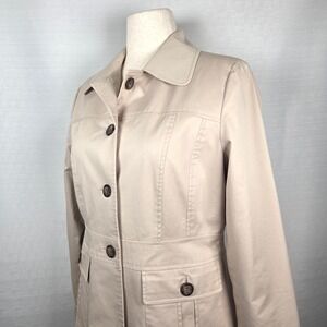 VTG Pendleton Khaki Safari Jacket Women's 12 Short Trench Button Up Career‎